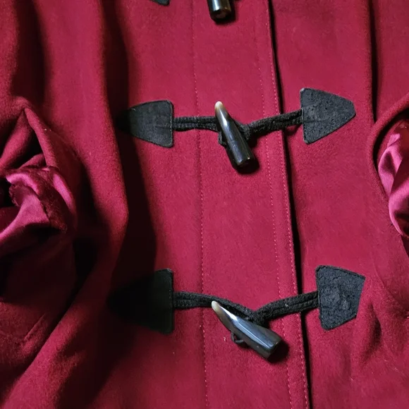 Gap Raspberry Red Wool Blend Duffle Coat. Size XL, Shell 78% Wool - Picture 3 of 8